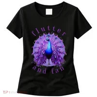 Flutter and Fan apparel peacock on glowing moon Women's T-Shirt thumb 0