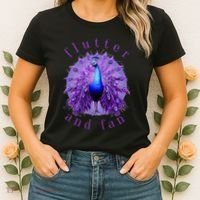 Flutter and Fan apparel peacock on glowing moon Women's T-Shirt thumb 2