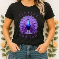 Flutter and Fan apparel peacock on glowing moon Women's T-Shirt thumb 2
