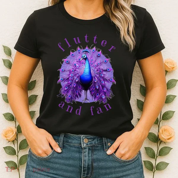 Flutter and Fan apparel peacock on glowing moon Women's T-Shirt