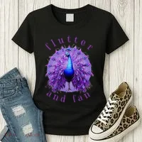 Flutter and Fan apparel peacock on glowing moon Women's T-Shirt thumb 3