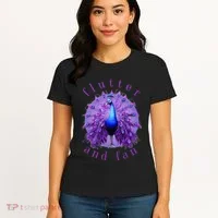 Flutter and Fan apparel peacock on glowing moon Women's T-Shirt thumb 4