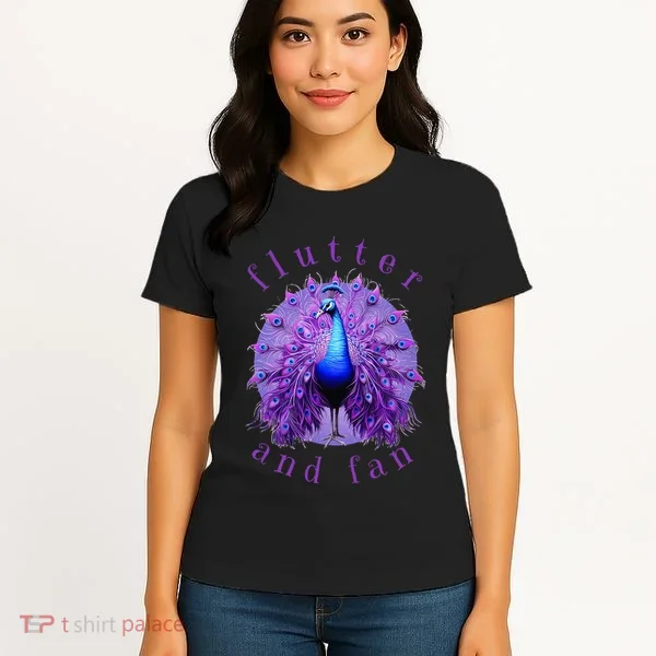 Flutter and Fan apparel peacock on glowing moon Women's T-Shirt