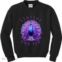 Flutter and Fan apparel peacock on glowing moon Kids Sweatshirt thumb 0