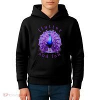 Flutter and Fan apparel peacock on glowing moon Kids Hoodie thumb 4