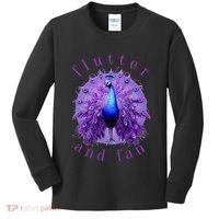 Flutter and Fan apparel peacock on glowing moon Kids Long Sleeve Shirt thumb 0
