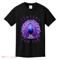 Flutter and Fan apparel peacock on glowing moon Kids T-Shirt thumb 0
