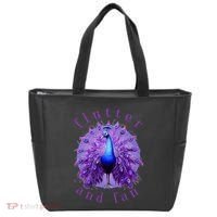 Flutter and Fan apparel peacock on glowing moon Tote Bag thumb 0