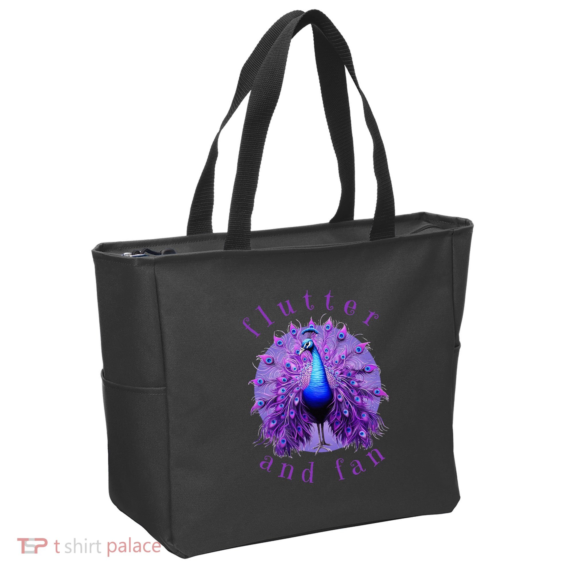 Flutter and Fan apparel peacock on glowing moon Tote Bag