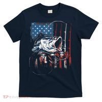 Fishing American Flag Vintage USA Bass Fisherman Gift T-Shirt thumb 0