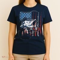 Fishing American Flag Vintage USA Bass Fisherman Gift T-Shirt thumb 4