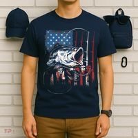 Fishing American Flag Vintage USA Bass Fisherman Gift T-Shirt thumb 6