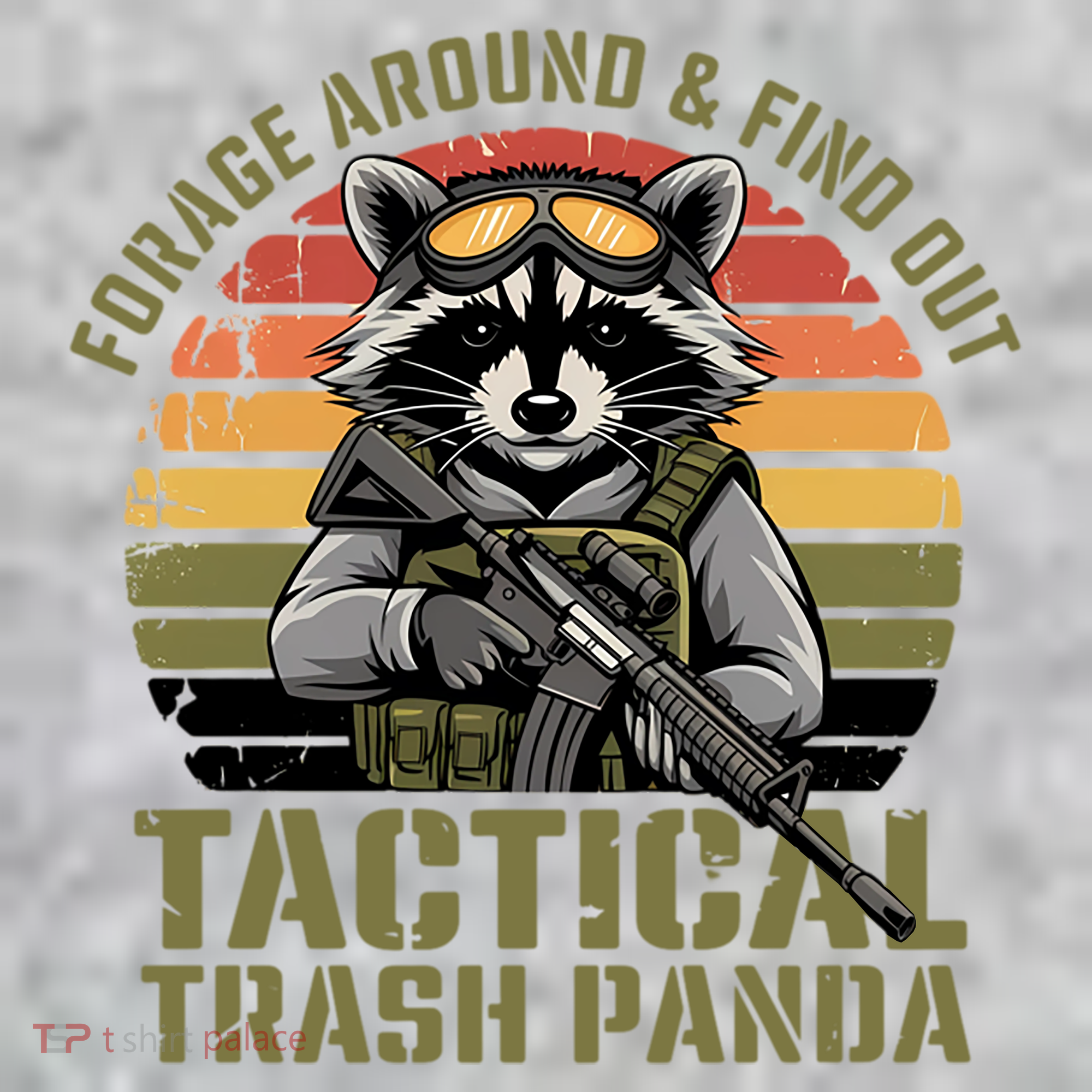 Forage Around & Find Out Tactical Trash Panda Funny Raccoon Kids Sweatshirt