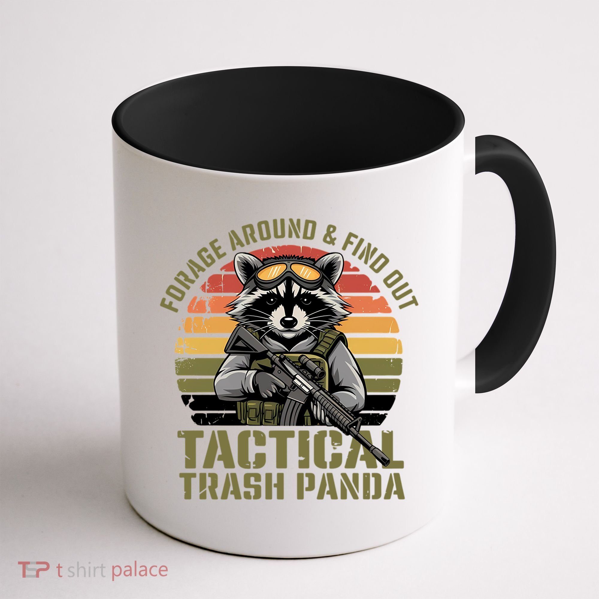 Forage Around & Find Out Tactical Trash Panda Funny Raccoon Coffee Mug