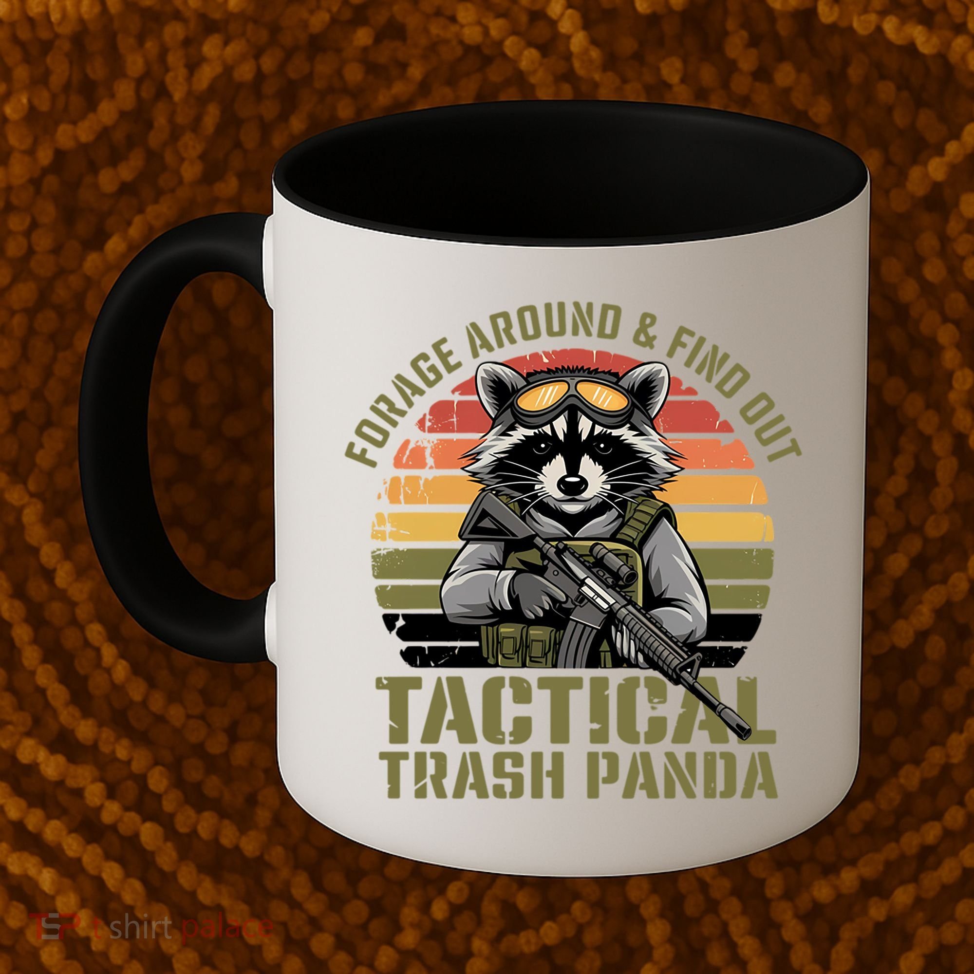 Forage Around & Find Out Tactical Trash Panda Funny Raccoon Coffee Mug