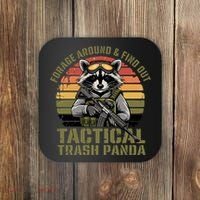 Forage Around & Find Out Tactical Trash Panda Funny Raccoon Coaster thumb 0