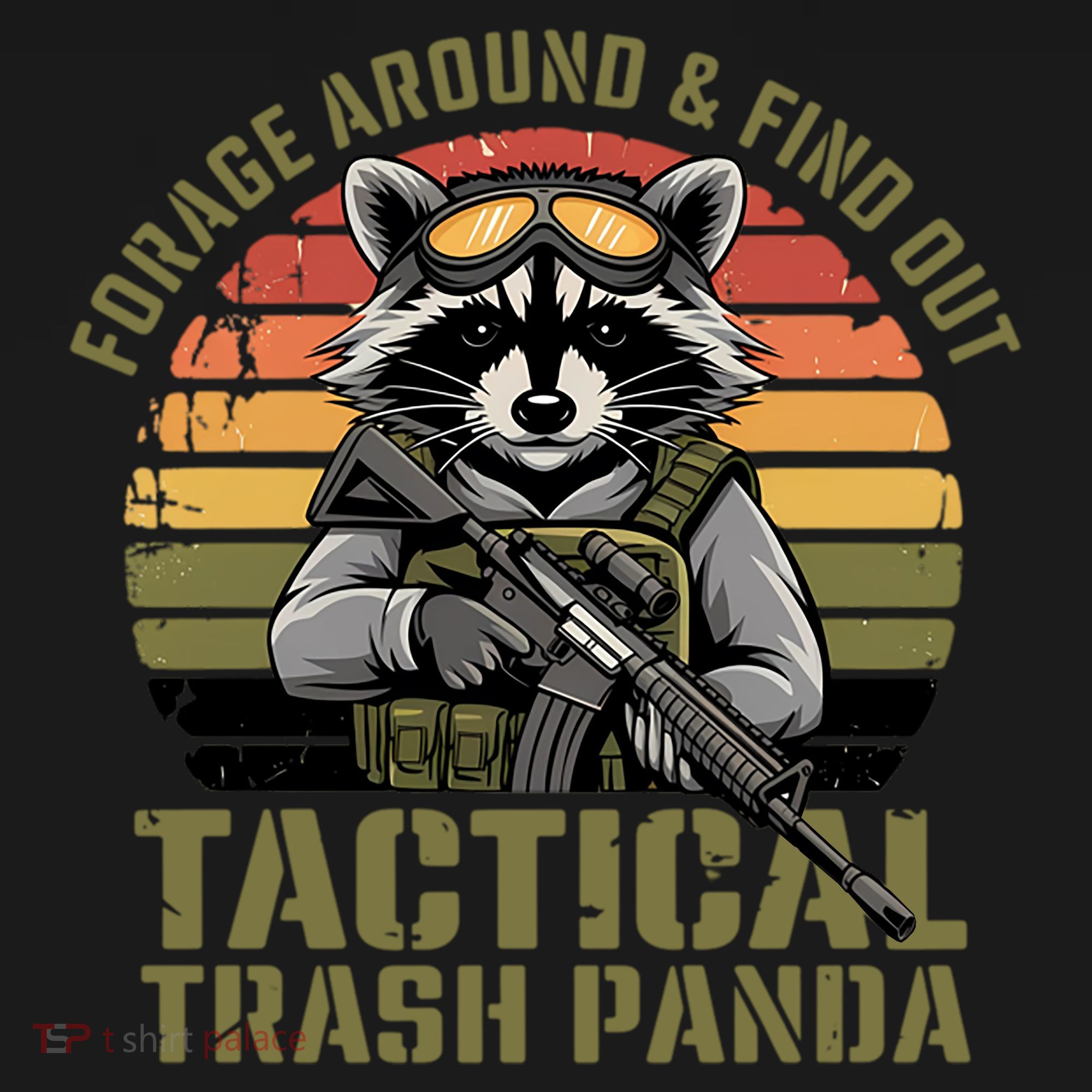 Forage Around & Find Out Tactical Trash Panda Funny Raccoon Coaster