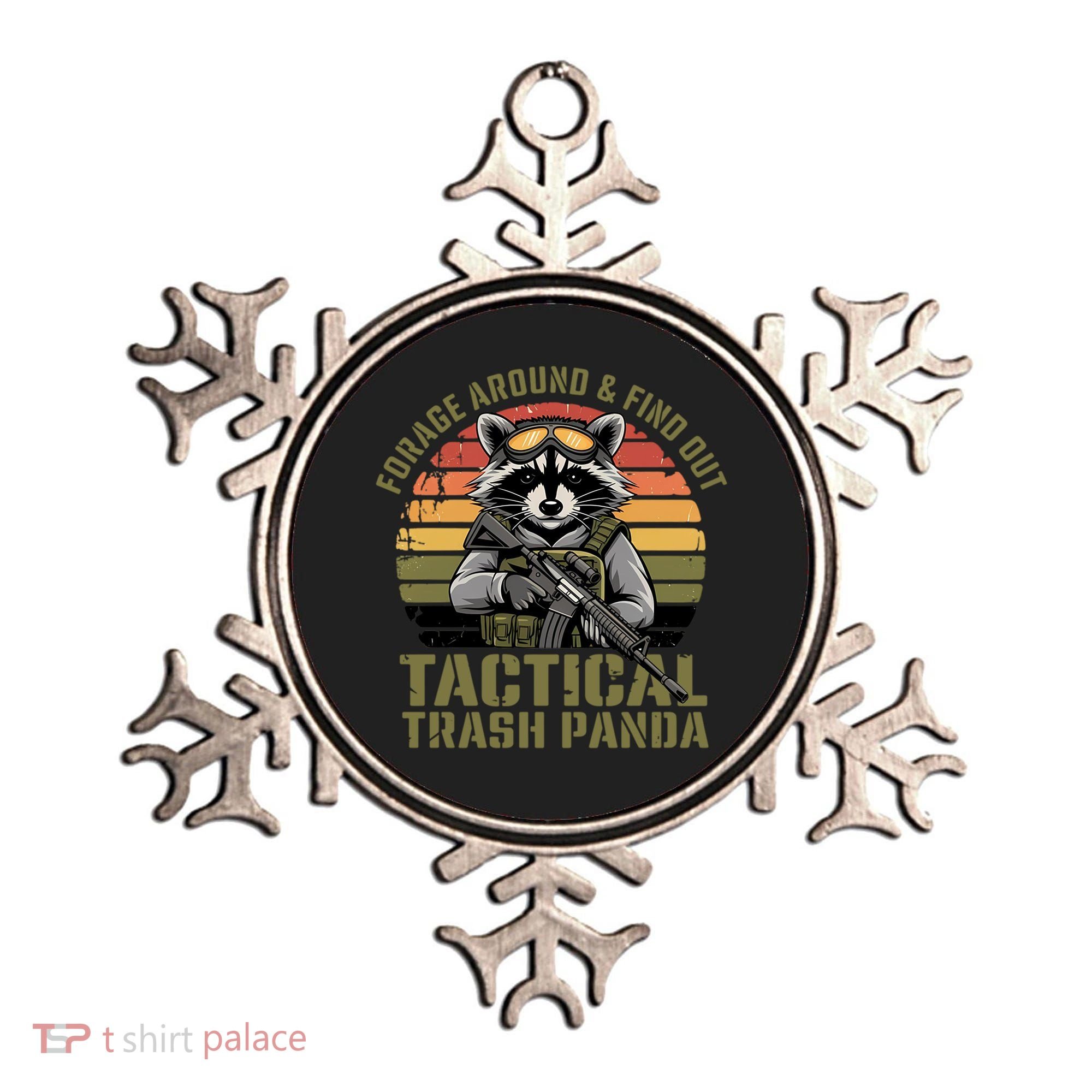 Forage Around & Find Out Tactical Trash Panda Funny Raccoon Ornament