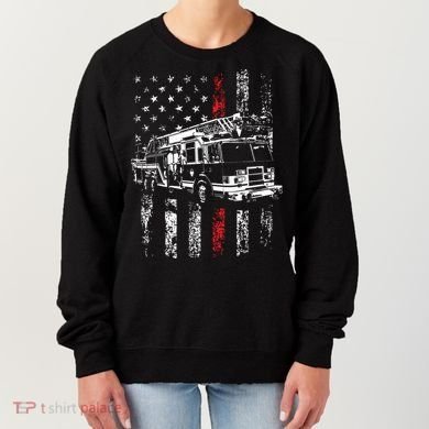 Fireman American Flag Thin Red Line Firefighter Women's Sweatshirt