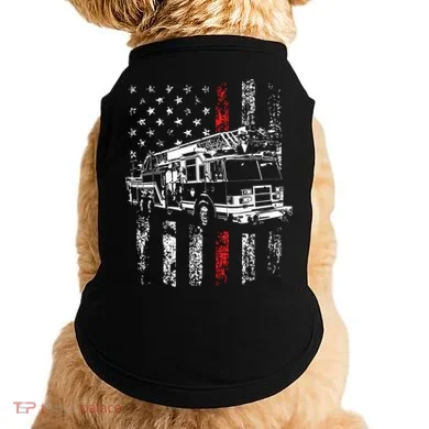 Fireman American Flag Thin Red Line Firefighter Doggie Tank