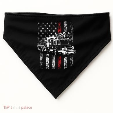 Fireman American Flag Thin Red Line Firefighter USA-Made Doggie Bandana