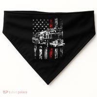 Fireman American Flag Thin Red Line Firefighter USA-Made Doggie Bandana thumb 0