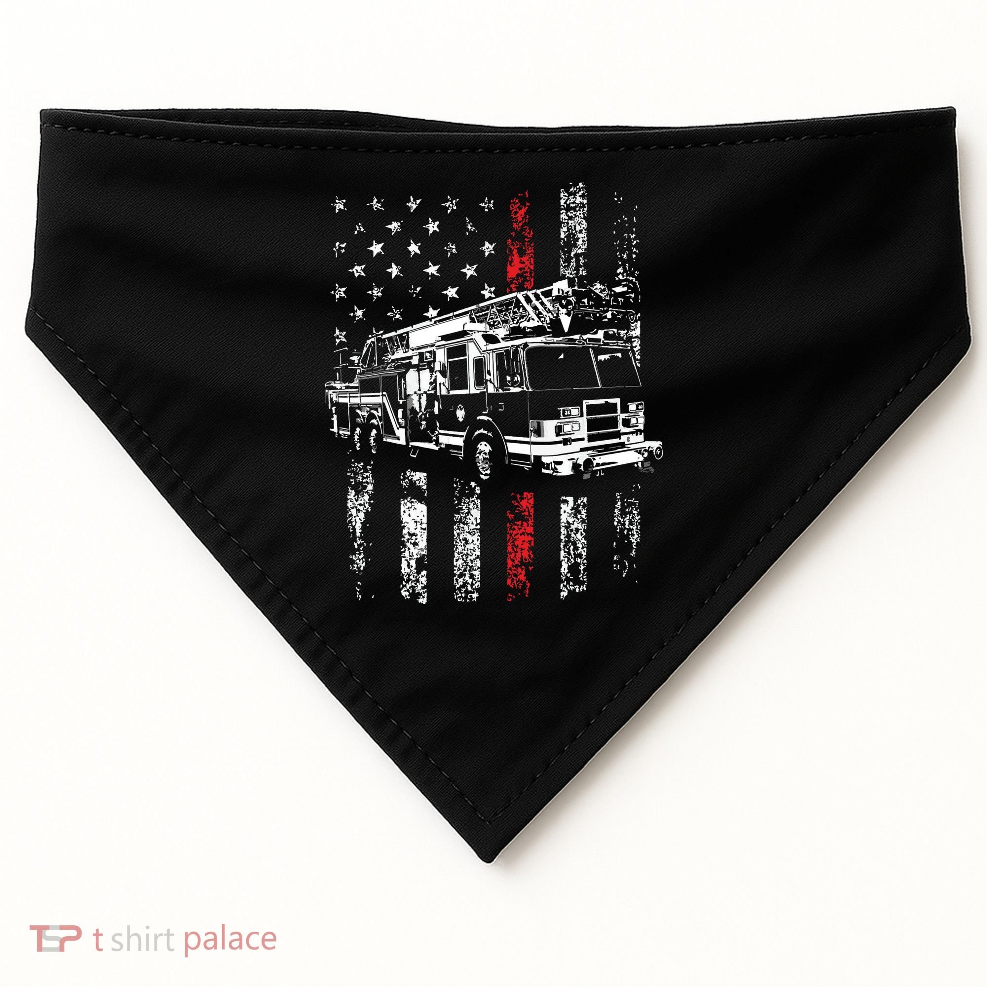 Fireman American Flag Thin Red Line Firefighter USA-Made Doggie Bandana