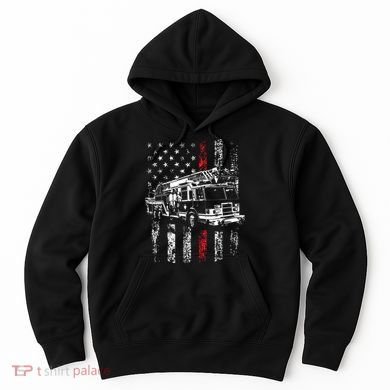 Fireman American Flag Thin Red Line Firefighter Hoodie