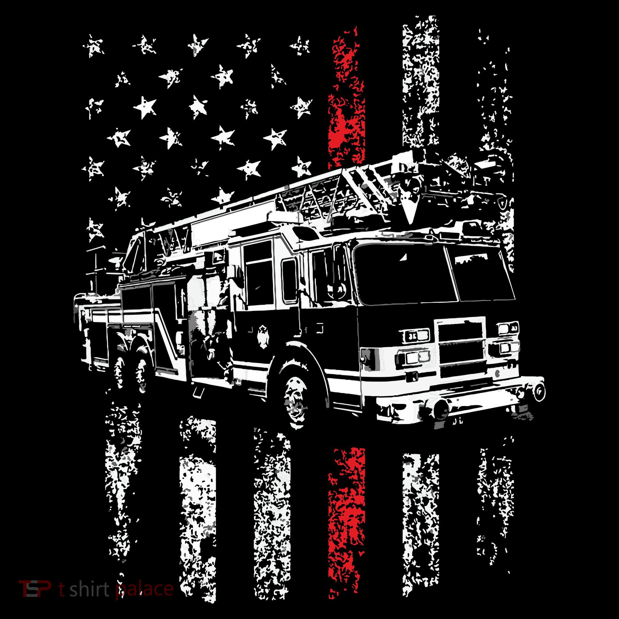 Fireman American Flag Thin Red Line Firefighter Long Sleeve Shirt