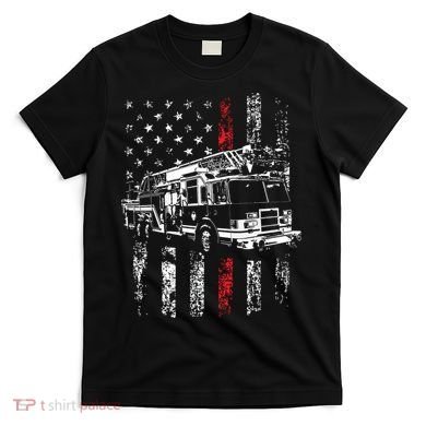 Fireman American Flag Thin Red Line Firefighter T-Shirt