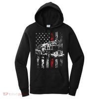 Fireman American Flag Thin Red Line Firefighter Women's Hoodie thumb 0