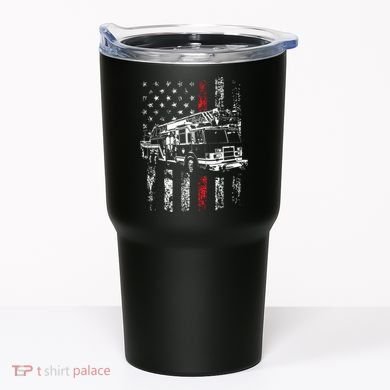Fireman American Flag Thin Red Line Firefighter Tumbler