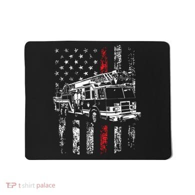 Fireman American Flag Thin Red Line Firefighter Mousepad