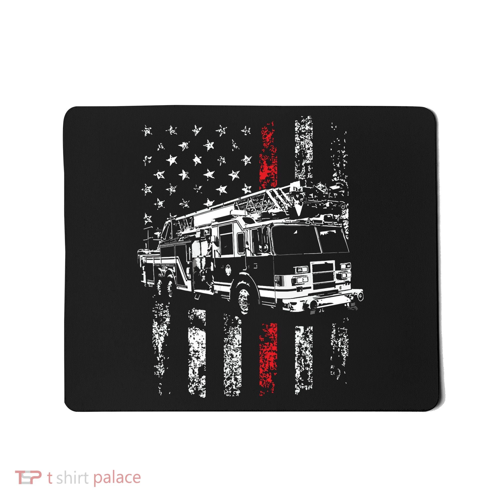 Fireman American Flag Thin Red Line Firefighter Mousepad