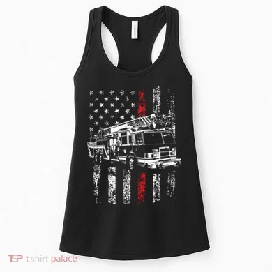 Fireman American Flag Thin Red Line Firefighter Women's Tank Top