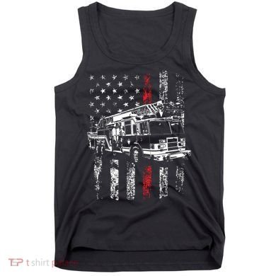 Fireman American Flag Thin Red Line Firefighter Tank Top