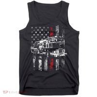 Fireman American Flag Thin Red Line Firefighter Tank Top thumb 0