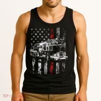Fireman American Flag Thin Red Line Firefighter Tank Top thumb 3