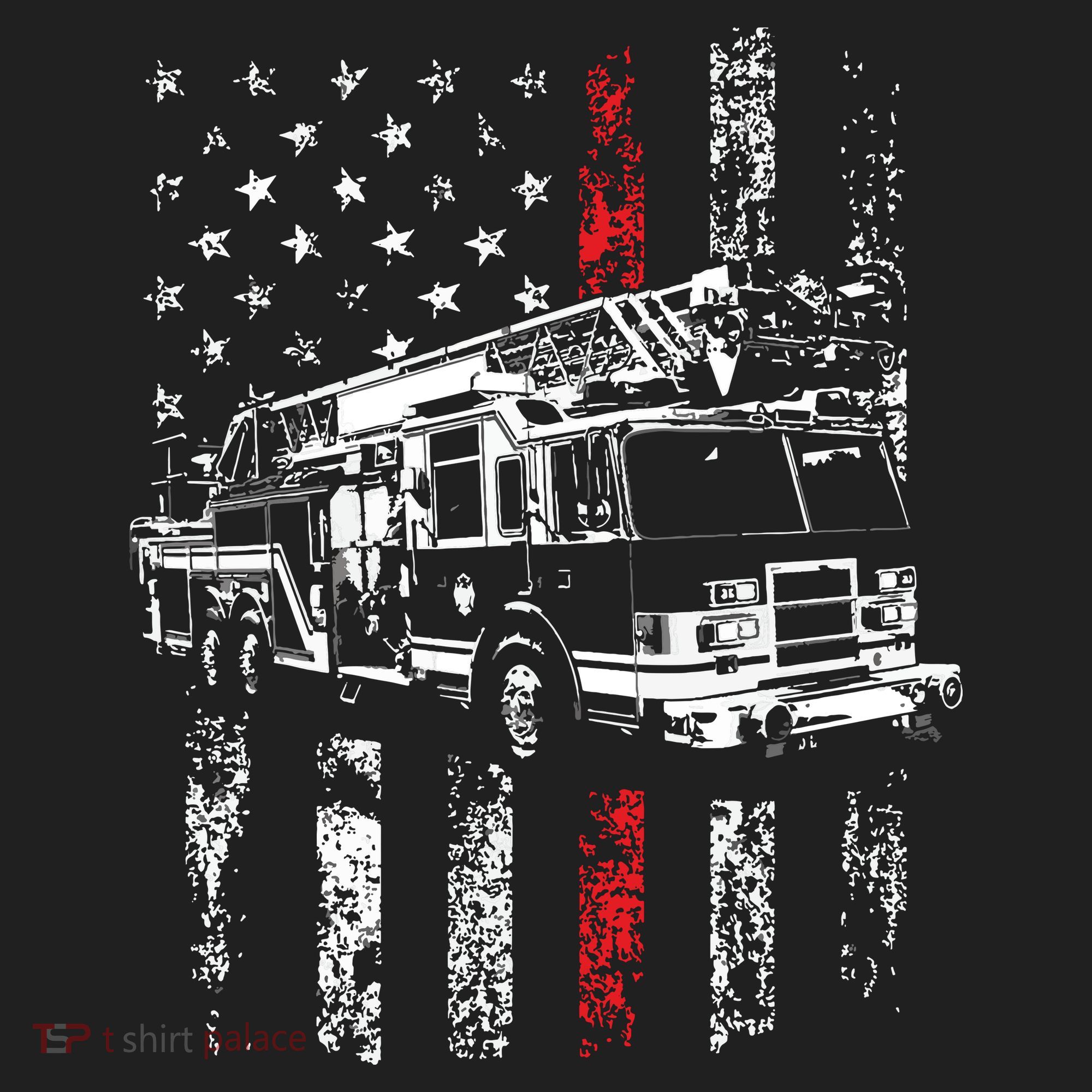 Fireman American Flag Thin Red Line Firefighter Golf Towel