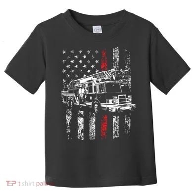 Fireman American Flag Thin Red Line Firefighter Toddler T-Shirt