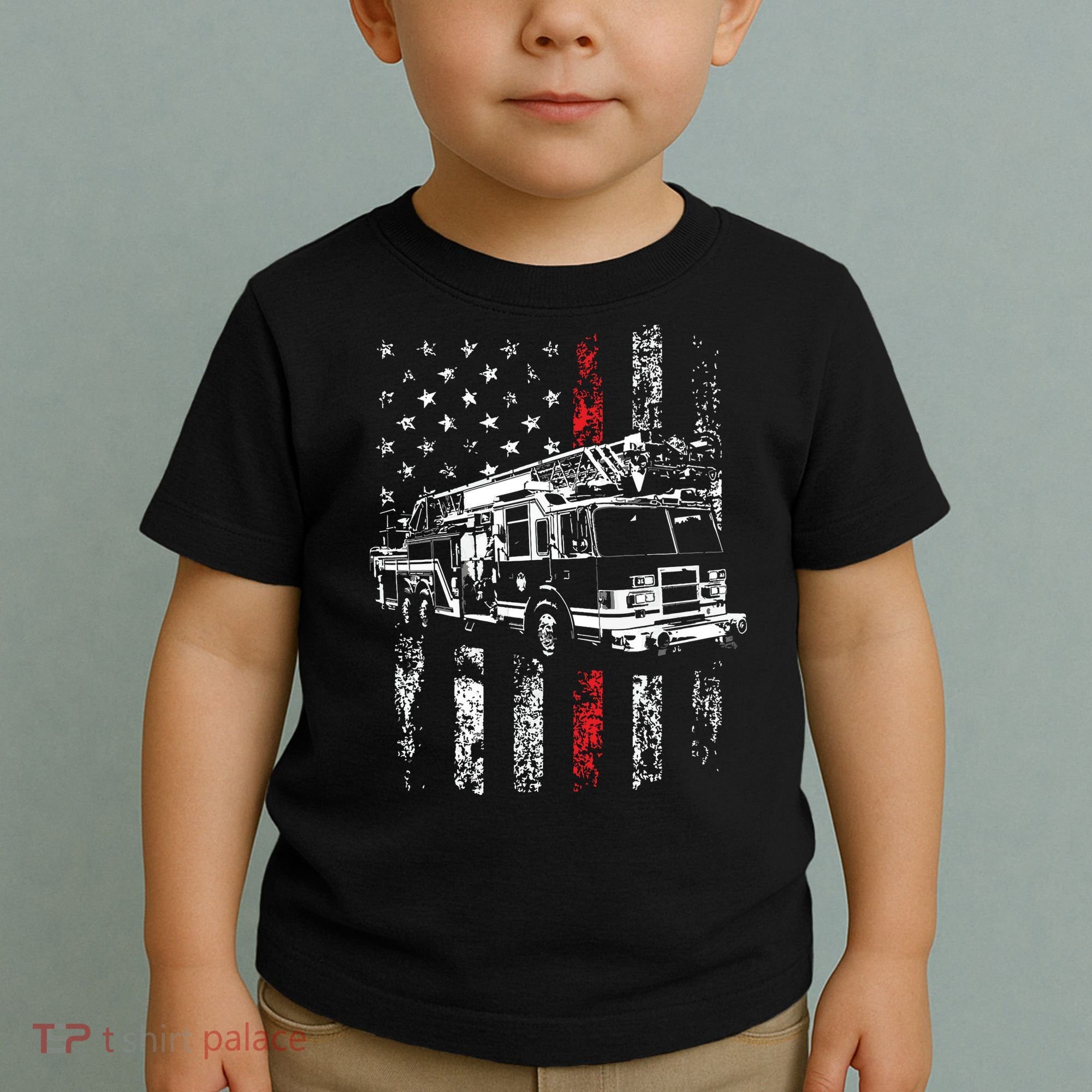 Fireman American Flag Thin Red Line Firefighter Toddler T-Shirt