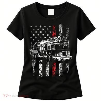Fireman American Flag Thin Red Line Firefighter Women's T-Shirt