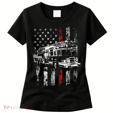 Fireman American Flag Thin Red Line Firefighter Women's T-Shirt
