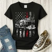 Fireman American Flag Thin Red Line Firefighter Women's T-Shirt thumb 3