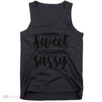Funny And Feisty Mom Mostly Sweet Sometimes Sassy Tank Top thumb 0