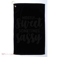 Funny And Feisty Mom Mostly Sweet Sometimes Sassy Golf Towel thumb 0