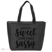 Funny And Feisty Mom Mostly Sweet Sometimes Sassy Tote Bag thumb 0