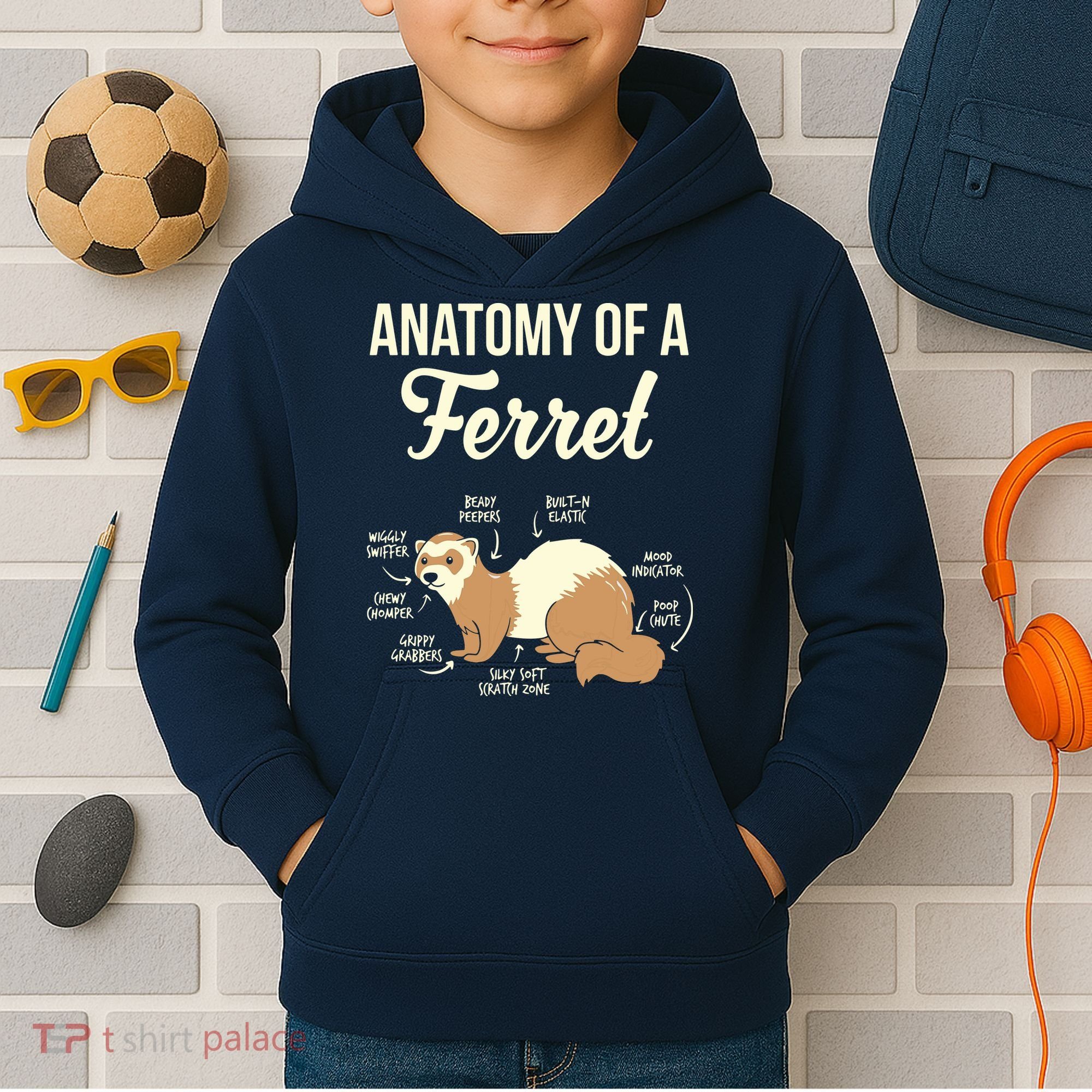 Ferret Anatomy Kids Hoodie