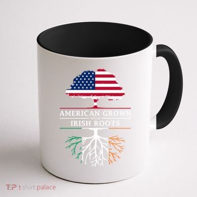Funny American Grown With Irish Roots Ireland Gift Coffee Mug back