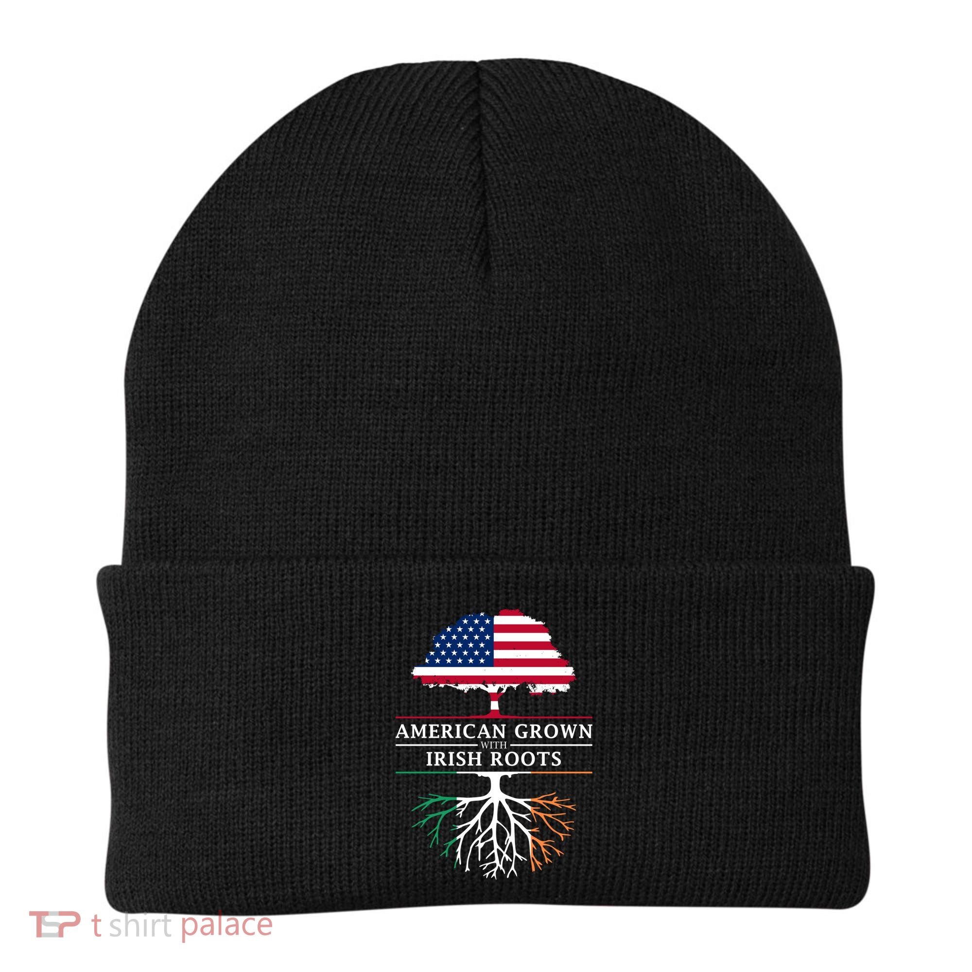 Funny American Grown With Irish Roots Ireland Gift Beanie